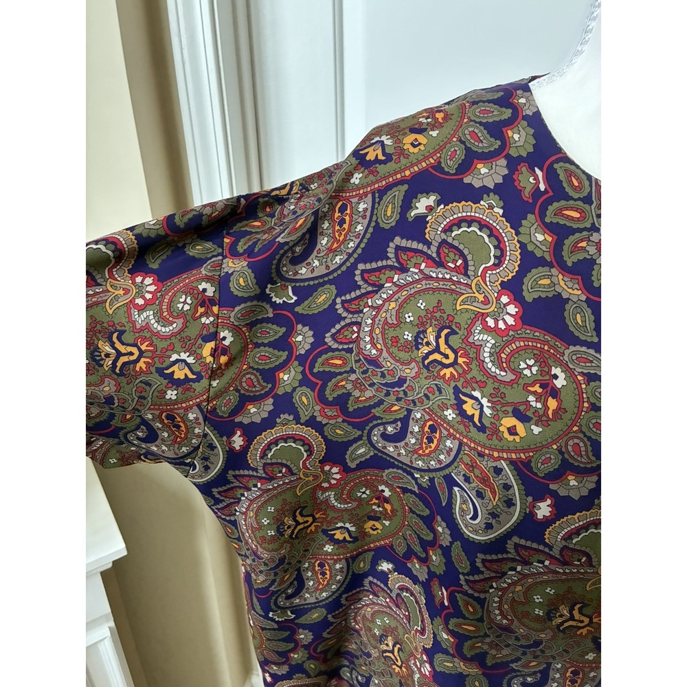 CHAUS Womens Size 20W/34 Button Blouse Purple Green Paisley Short Sleeve - Picture 8 of 16